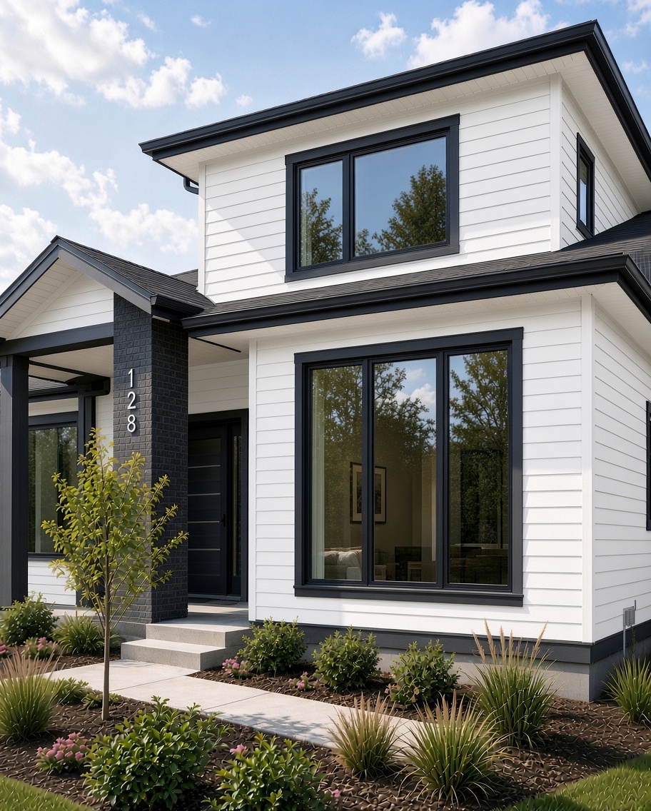 Sparkling streak-free second-story residential windows reflecting the bright Ottawa sky after professional cleaning