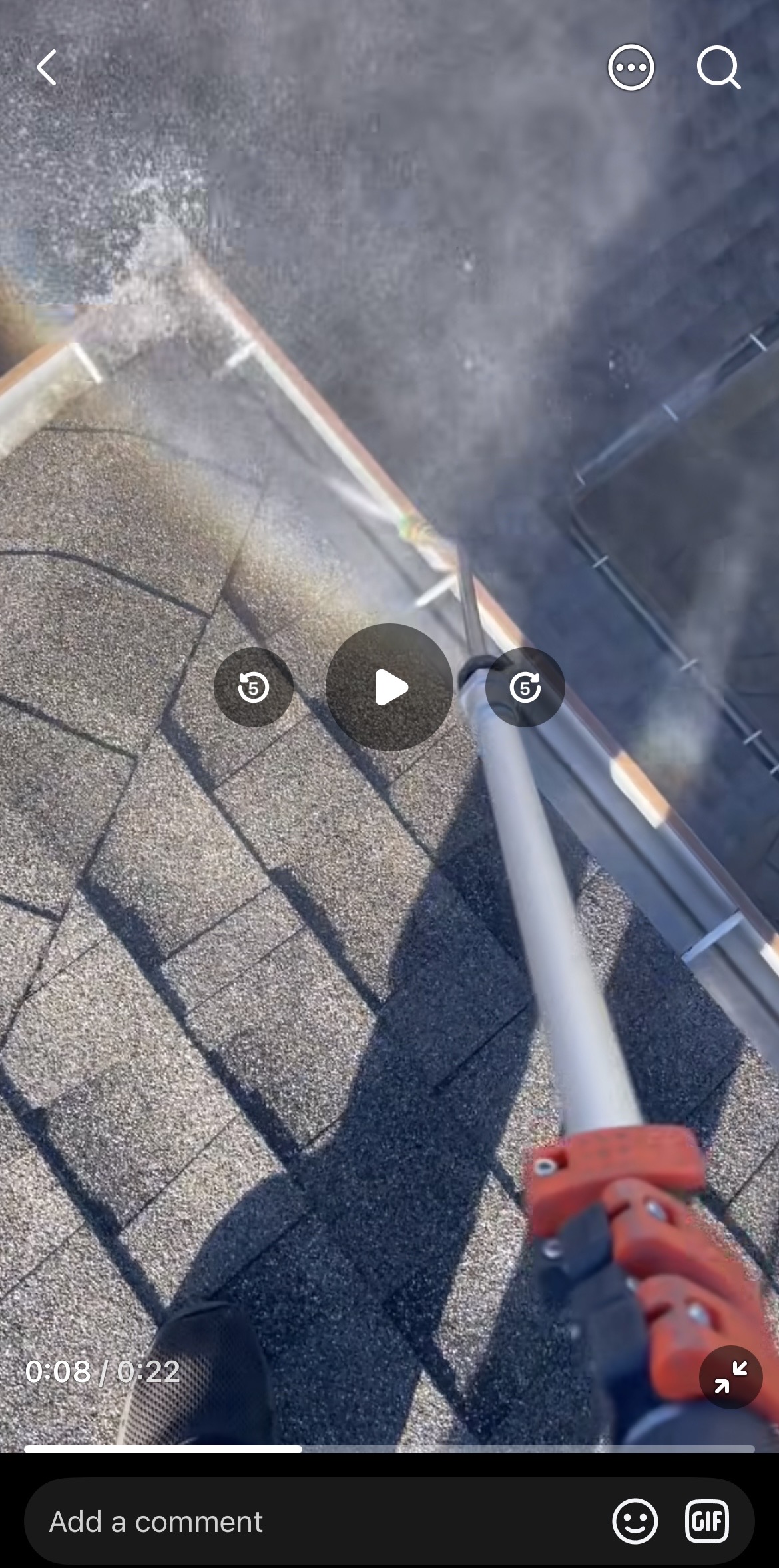 Gutter cleaning in action